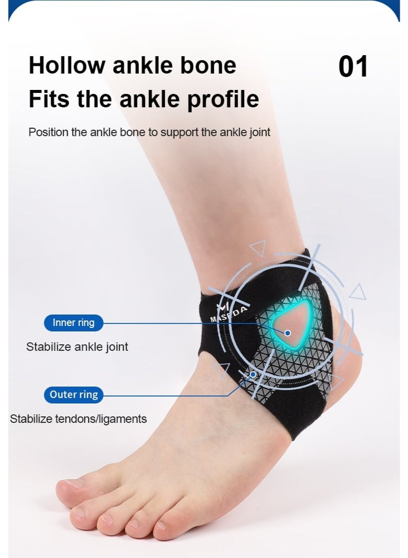 Maseda Adjustable Compression Ankle Support for Men and Women, Elastic Sports Ankle Brace for Achilles Tendonitis and Plantar Fasciitis Relief, Comfortable Single Ankle Stabilizer for Daily and Sports Use (Black, L) - Image 4